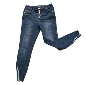 EUC Indigo Rein women's high rise skinny leg destroyed ripped  distressed jeans